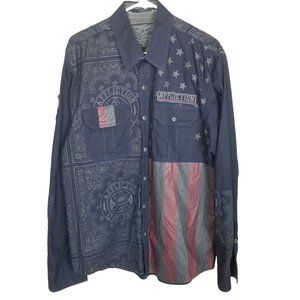 Affliction Mens XL Black American Flag Patriotic S